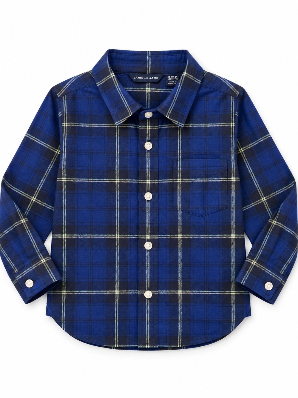 Janie and Jack Royal Blue Plaid Button-Down Shirt